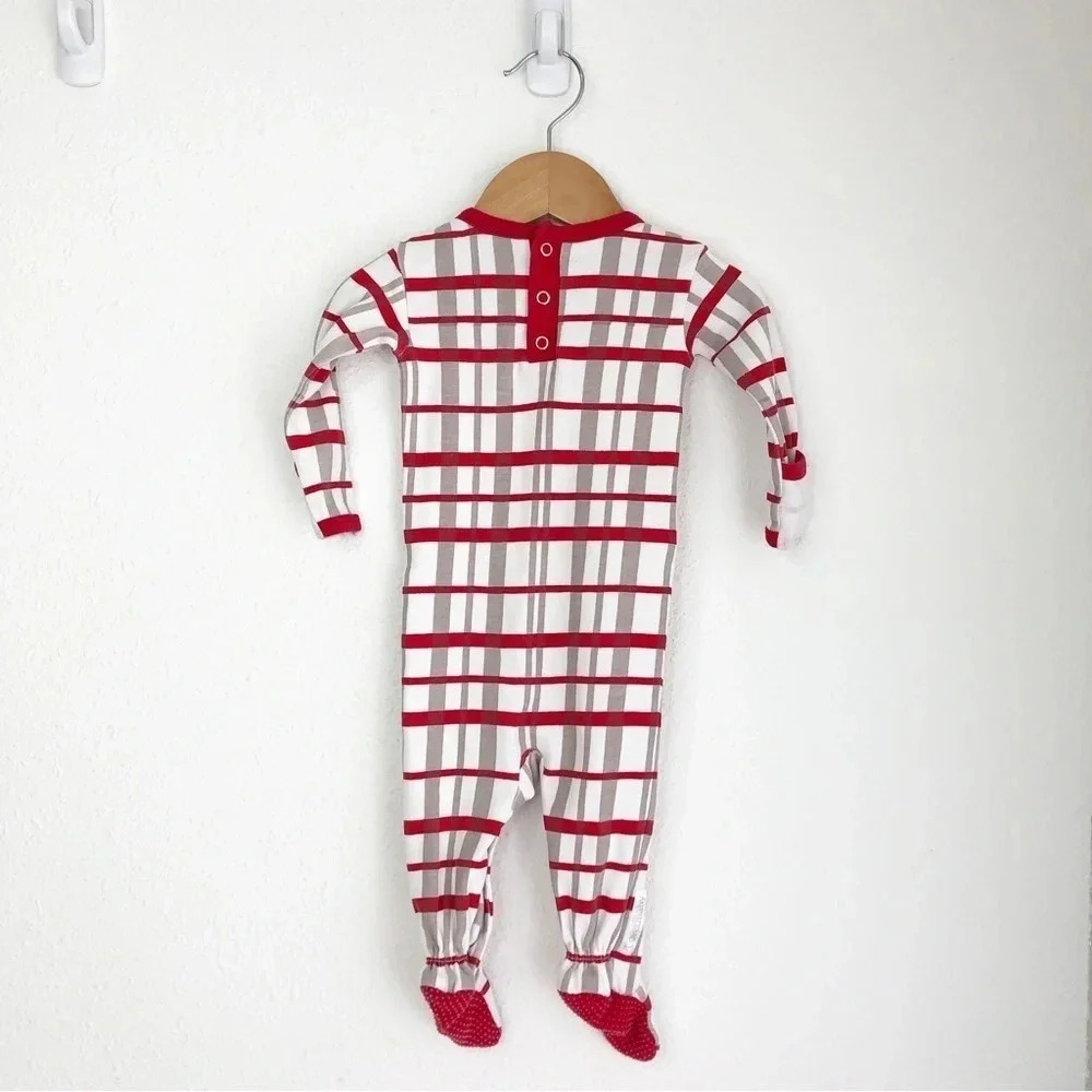L'ovedbaby footie sleeper red plaid holiday pajamas size 3-6 months - Picture 2 of 10